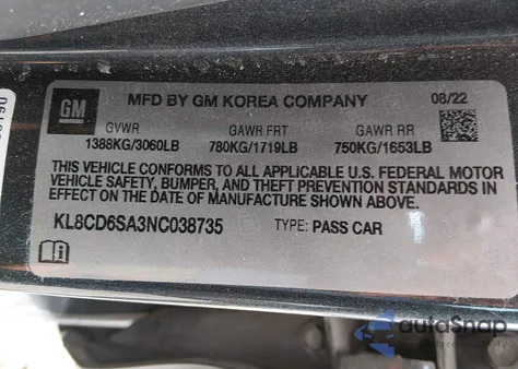 2022 Chevrolet Spark Fwd 1Lt Automatic z USA, uszkodzony, nr VIN KL8CD6SA3NC038735